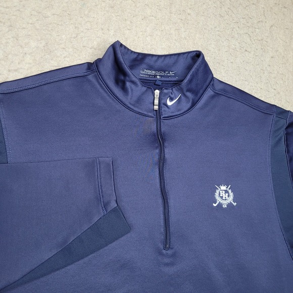 Pinehurst Nike Golf 1/4 Zip Pullover‎ Mens XL Blue Mock Neck Thermafit Sweater - Picture 1 of 10